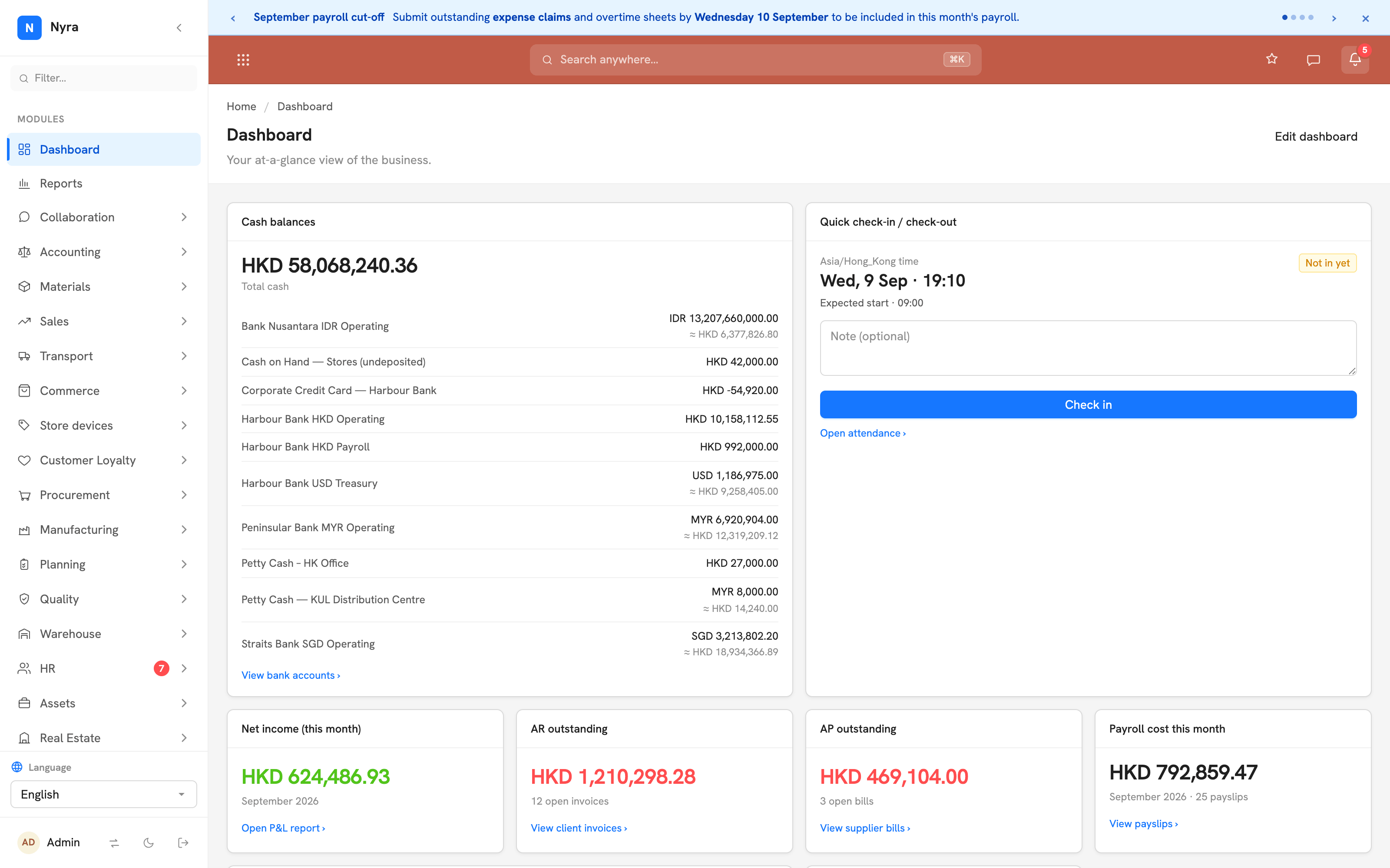 The Nyra dashboard